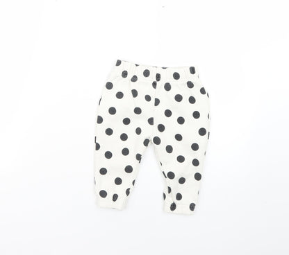 Primark Baby White Polka Dot  Jogger Trousers Size 6-9 Months