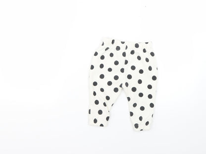 Primark Baby White Polka Dot  Jogger Trousers Size 6-9 Months