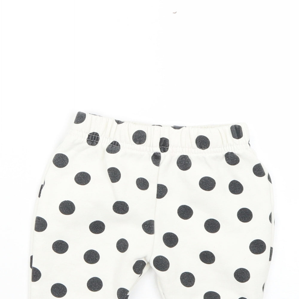 Primark Baby White Polka Dot  Jogger Trousers Size 6-9 Months