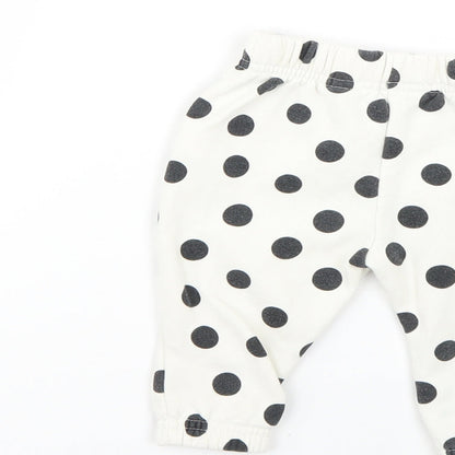 Primark Baby White Polka Dot  Jogger Trousers Size 6-9 Months