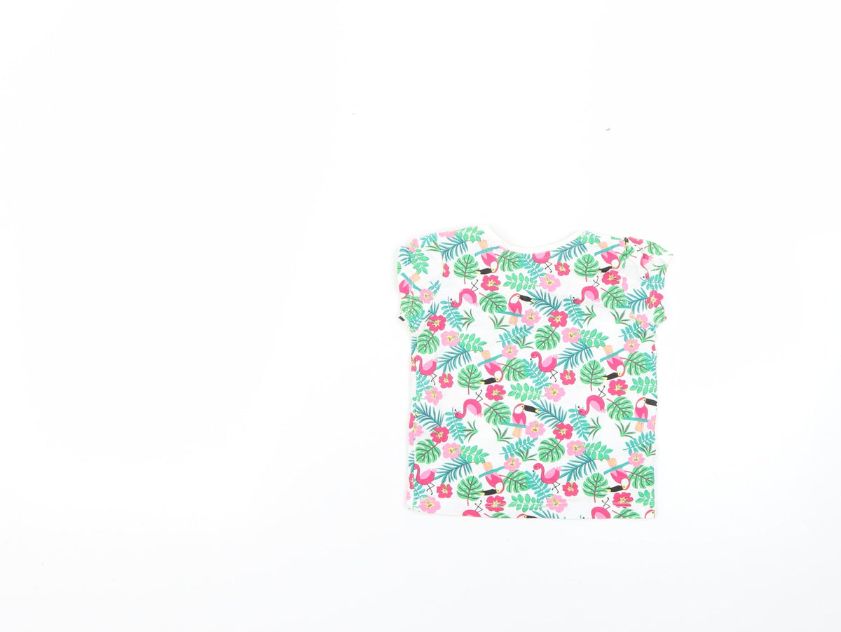 Back view of Primark Baby Multicoloured Floral Basic T-Shirt, size 6-9, Months