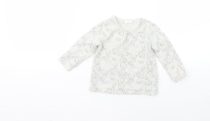 Additional front view of Next Baby Grey Geometric Basic T-Shirt, size 6-9, Months