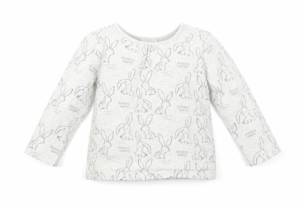 Front view of Next Baby Grey Geometric Basic T-Shirt, size 6-9, Months