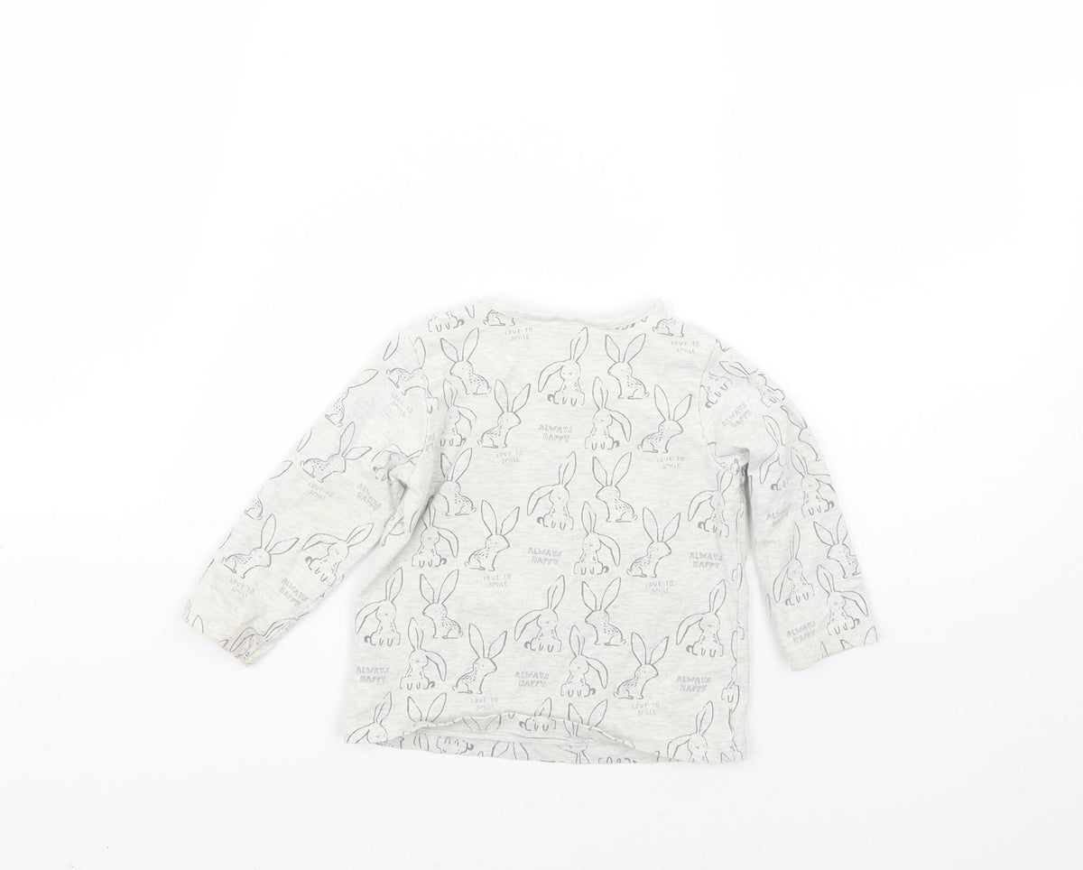 Back view of Next Baby Grey Geometric Basic T-Shirt, size 6-9, Months