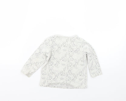 Back view of Next Baby Grey Geometric Basic T-Shirt, size 6-9, Months
