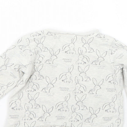 Brand and care label for Next Baby Grey Geometric Basic T-Shirt, size 6-9, Months
