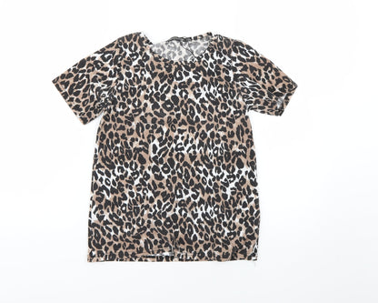 Womens UK Size 4 PRETTYLITTLETHING Brown Basic T-Shirt