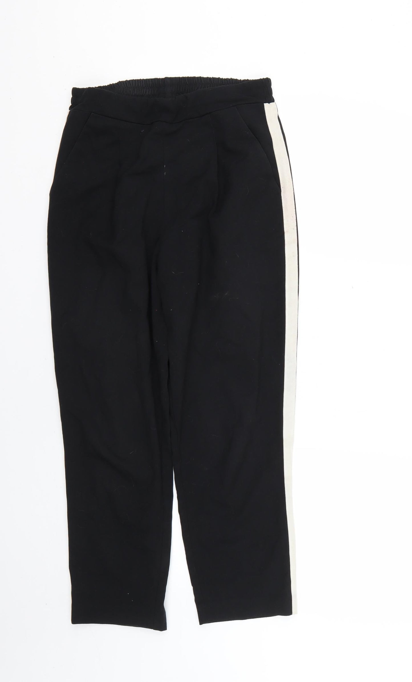 Stradivarius Womens Black Striped  Cropped Trousers Size S L22 in