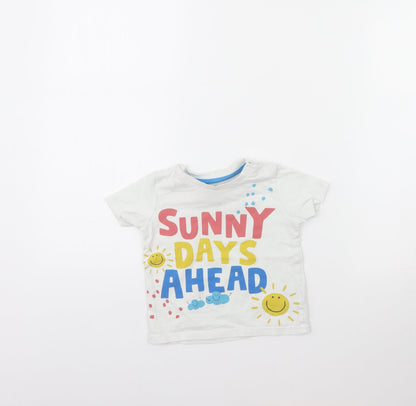 Fred & FLo Baby White   Basic T-Shirt Size 12 Months  - SUNNY