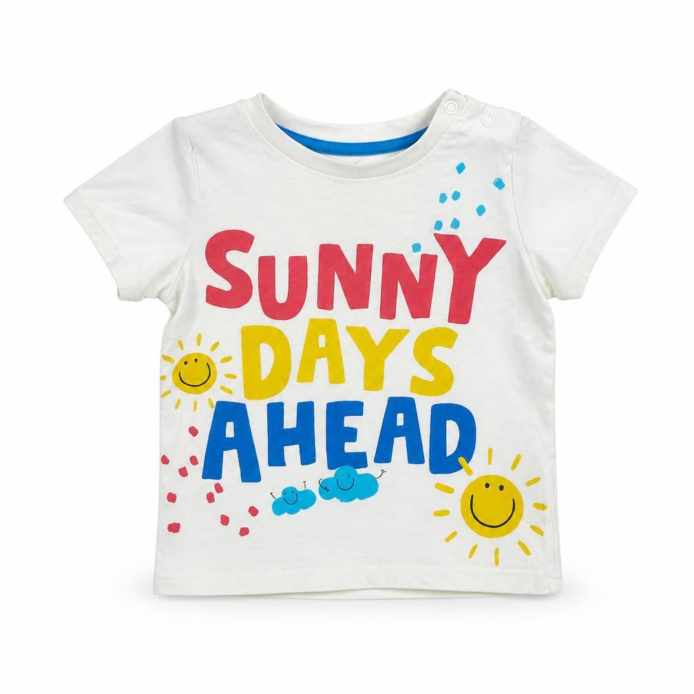 Front view of F&F Baby White Basic T-Shirt, size 12, Months - SUNNY