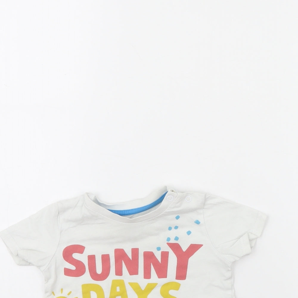 Fred & FLo Baby White   Basic T-Shirt Size 12 Months  - SUNNY