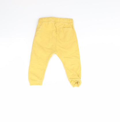 M&S Girls Yellow   Jogger Trousers Size 12 Months