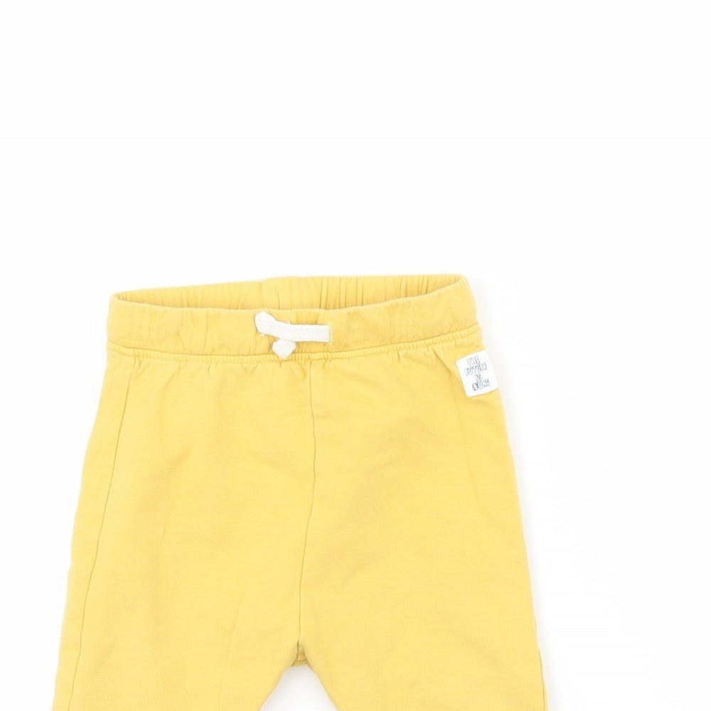 M&S Girls Yellow   Jogger Trousers Size 12 Months