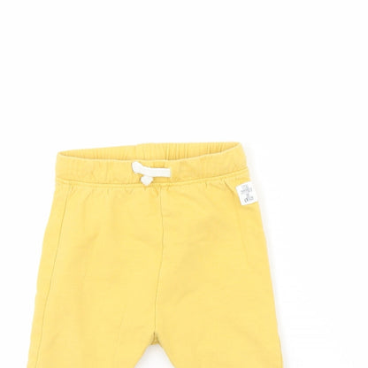 M&S Girls Yellow   Jogger Trousers Size 12 Months