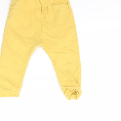 M&S Girls Yellow   Jogger Trousers Size 12 Months