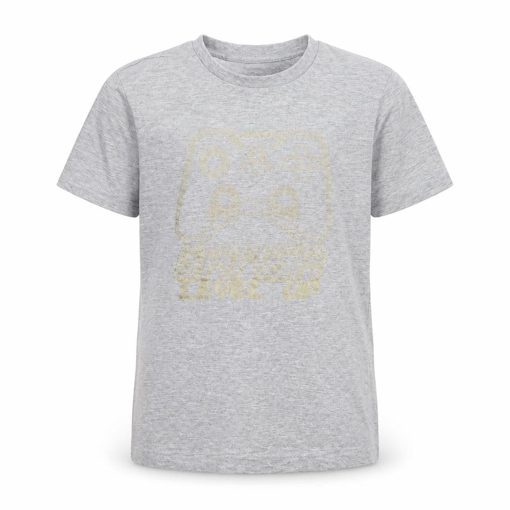 Front view of George boys’ grey basic t-shirt, size 10, years - gamer