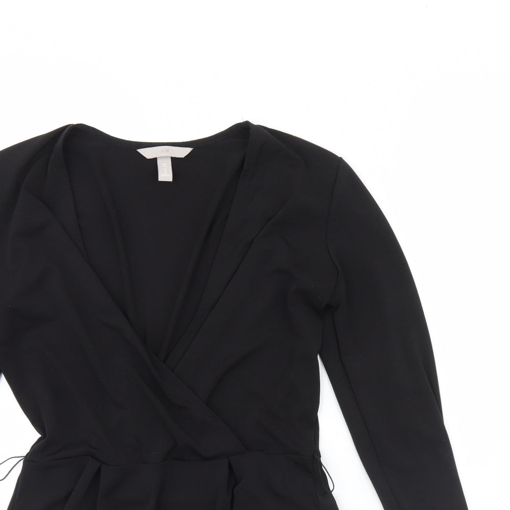 Womens UK Size XS H&M Black Basic Blouse