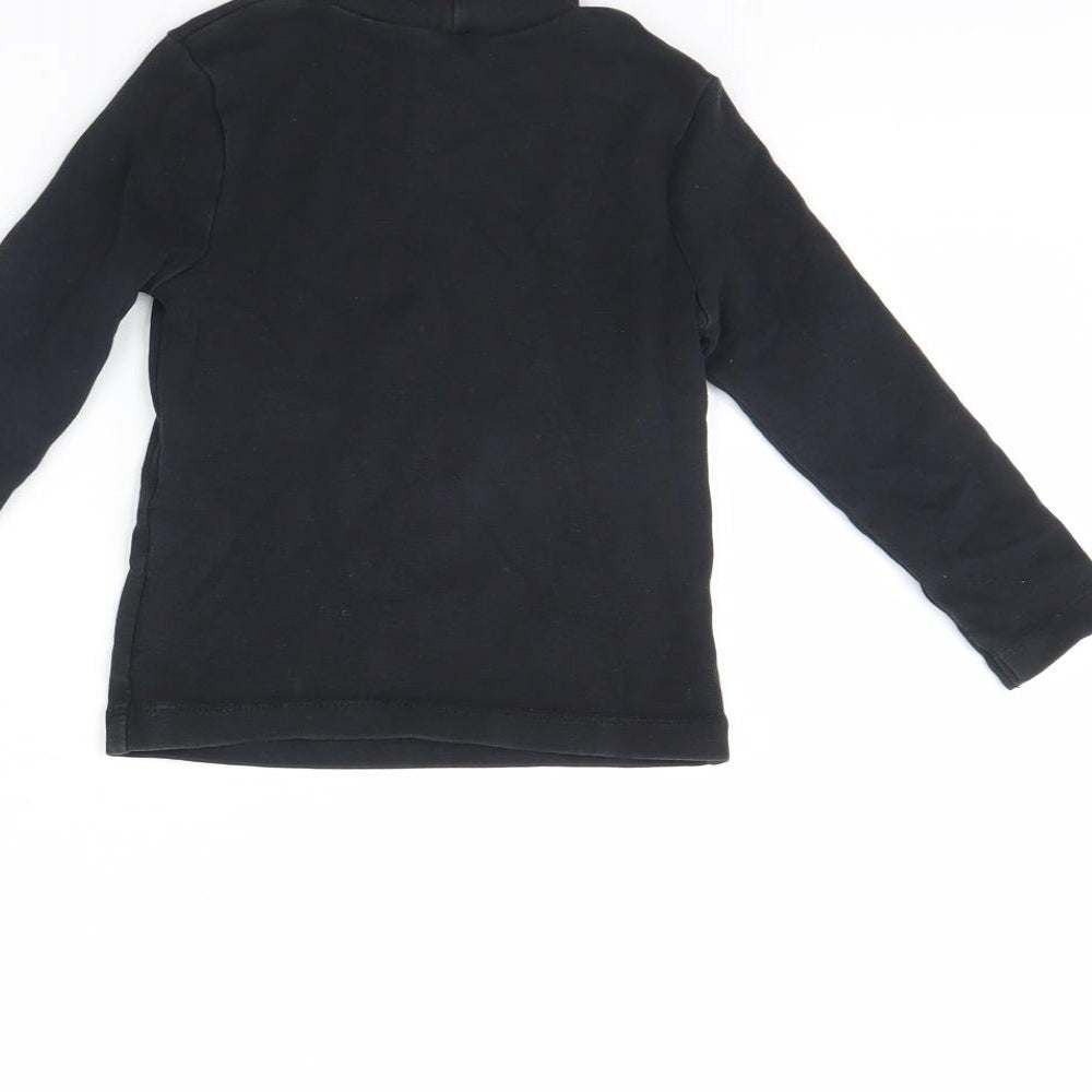 Brand and care label for George girls’ black jumper, size 2, years