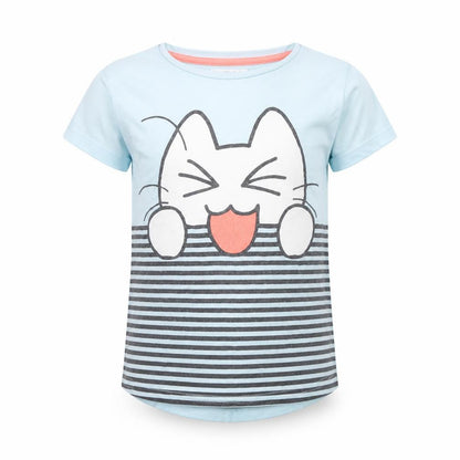 Front view of Juniors girls’ blue solid cami pyjama top, size 3, years