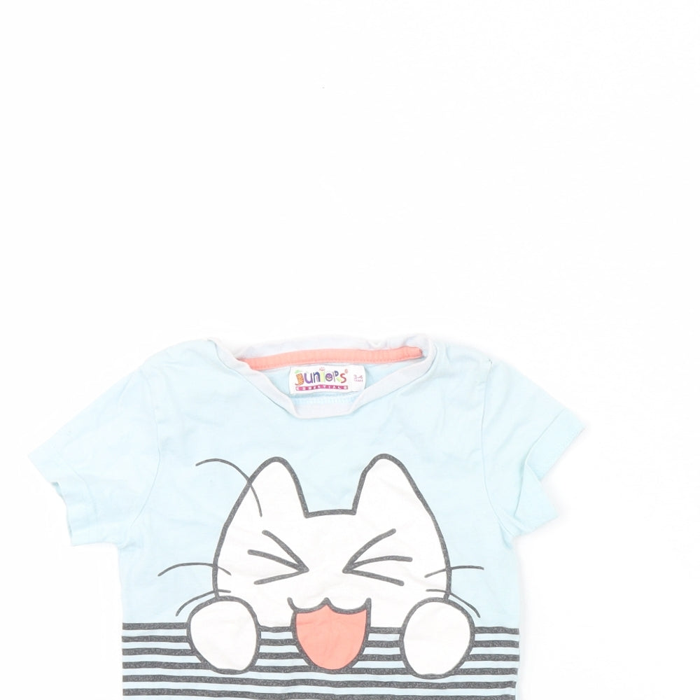 Close-up detail of Juniors girls’ blue solid cami pyjama top, size 3, years