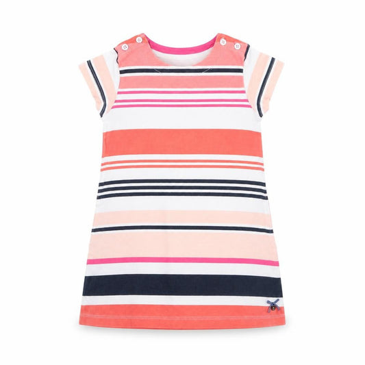 Max Girls White Striped  T-Shirt Dress  Size 5 Years