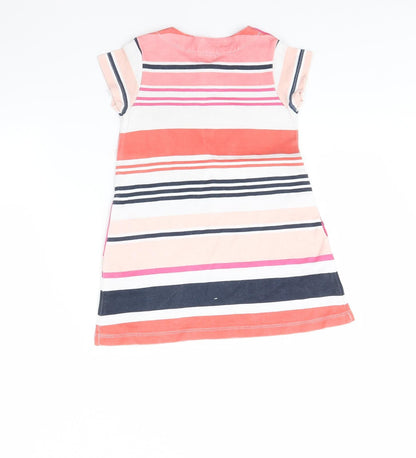 Max Girls White Striped  T-Shirt Dress  Size 5 Years