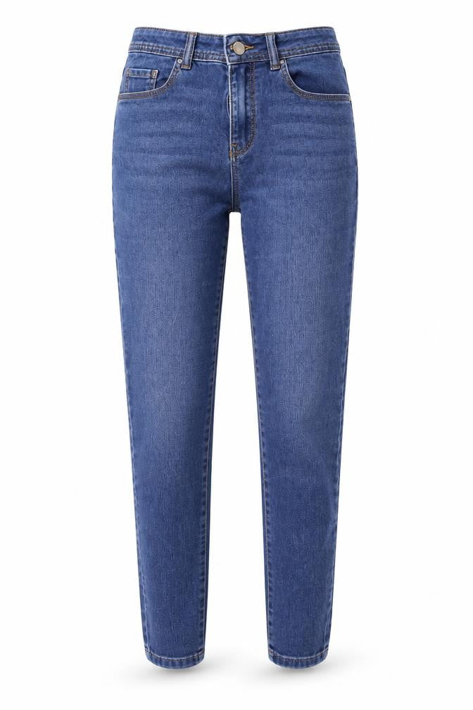 Front view of Denim & Co. women’s blue denim skinny jeans, size UK 10, 28-inch leg
