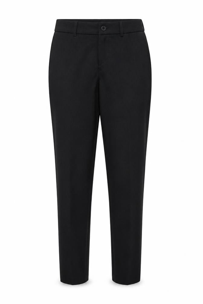 Front view of simon jersey women’s black trousers, size UK 10, 28-inch leg