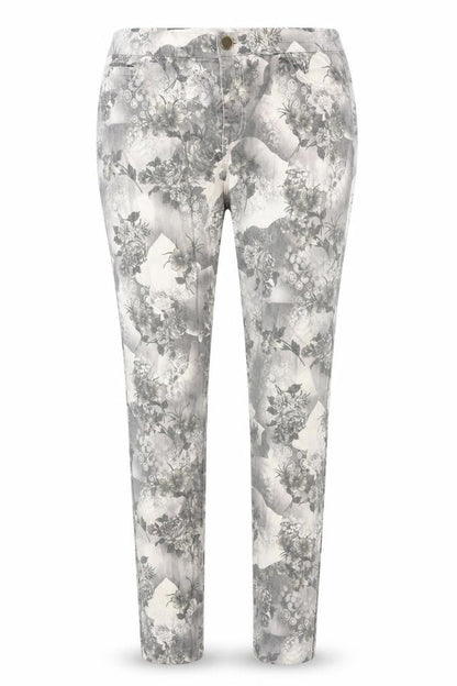 Front view of Only women’s grey geometric denim skinny jeans, size L, 31-inch leg
