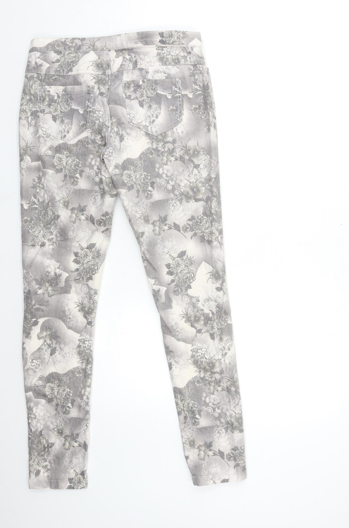 Only Womens Grey Geometric Denim Skinny Jeans Size L L31 in