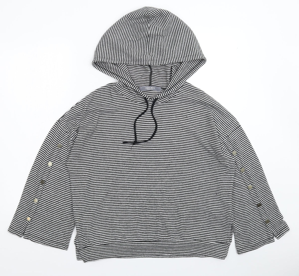 Additional front view of COIN 1804 women’s multicoloured striped pullover hoodie, size S