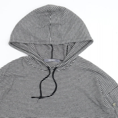 Close-up detail of COIN 1804 women’s multicoloured striped pullover hoodie, size S
