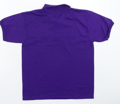 Back view of Gildan boys’ purple basic polo, size 15-16, years