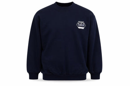 Front view of MCS men’s blue pullover sweatshirt, size XS