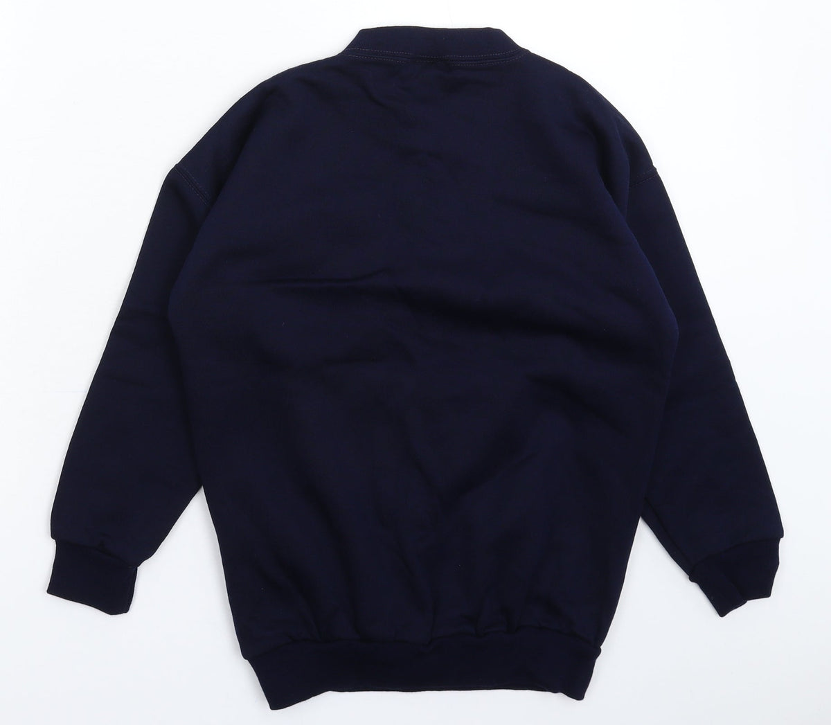 Back view of MCS men’s blue pullover sweatshirt, size XS