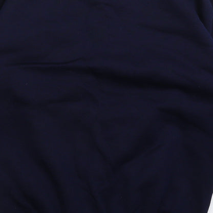 Brand and care label for MCS men’s blue pullover sweatshirt, size XS