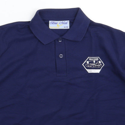 Close-up detail of Blue Max boys’ blue basic polo, size 11-12, years