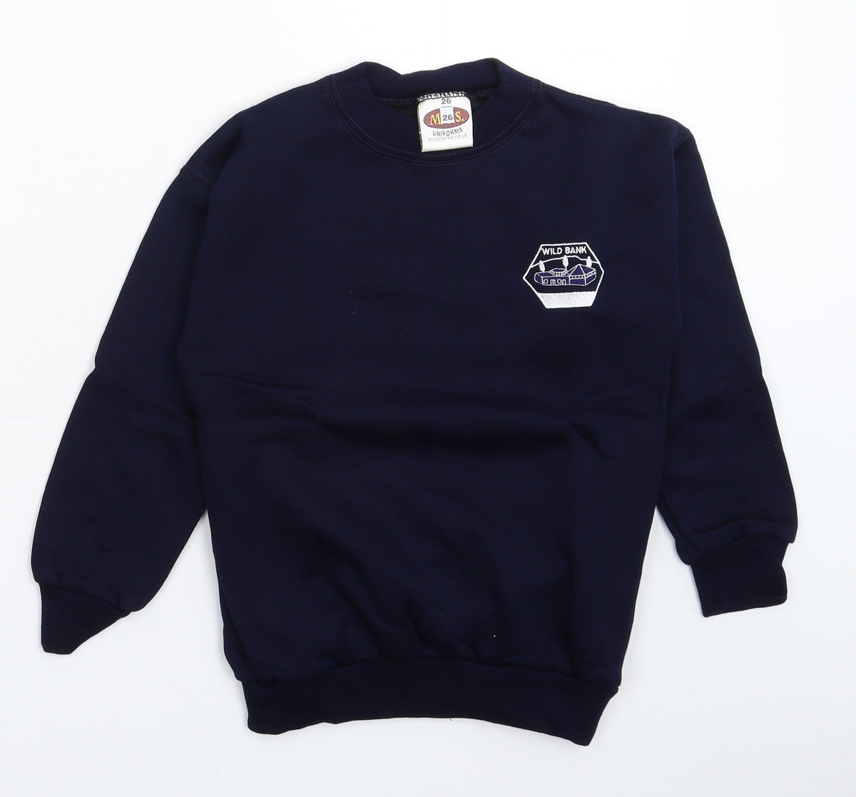 Additional front view of MCS boys’ blue pullover sweatshirt, size S