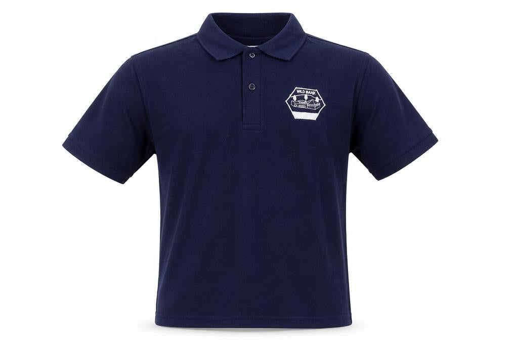 Front view of Blue Max boys’ blue basic polo, size 9-10, years