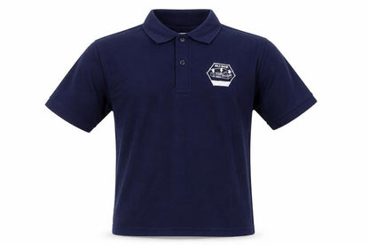 Front view of Blue Max boys’ blue basic polo, size 9-10, years