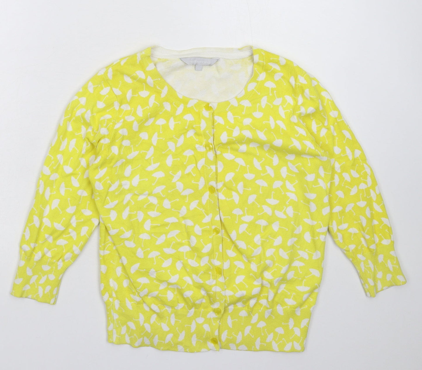 Womens UK Size 10 Red Herring Yellow Cardigan Jumper