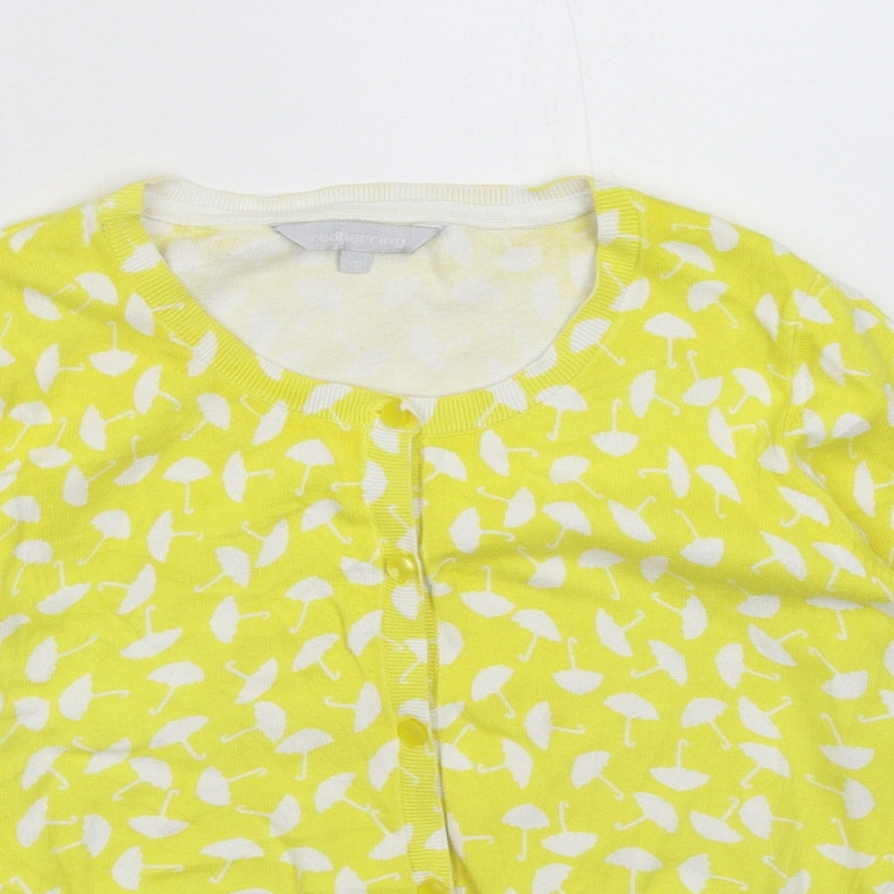 Womens UK Size 10 Red Herring Yellow Cardigan Jumper