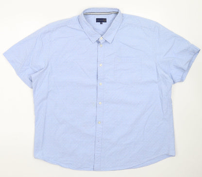 Mens UK Size L Lincoln Blue  Button-Up Short Sleeve Casual Shirt
