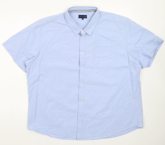 Mens UK Size L Lincoln Blue  Button-Up Short Sleeve Casual Shirt