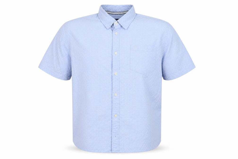Mens UK Size L Lincoln Blue  Button-Up Short Sleeve Casual Shirt