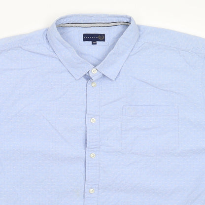 Mens UK Size L Lincoln Blue  Button-Up Short Sleeve Casual Shirt