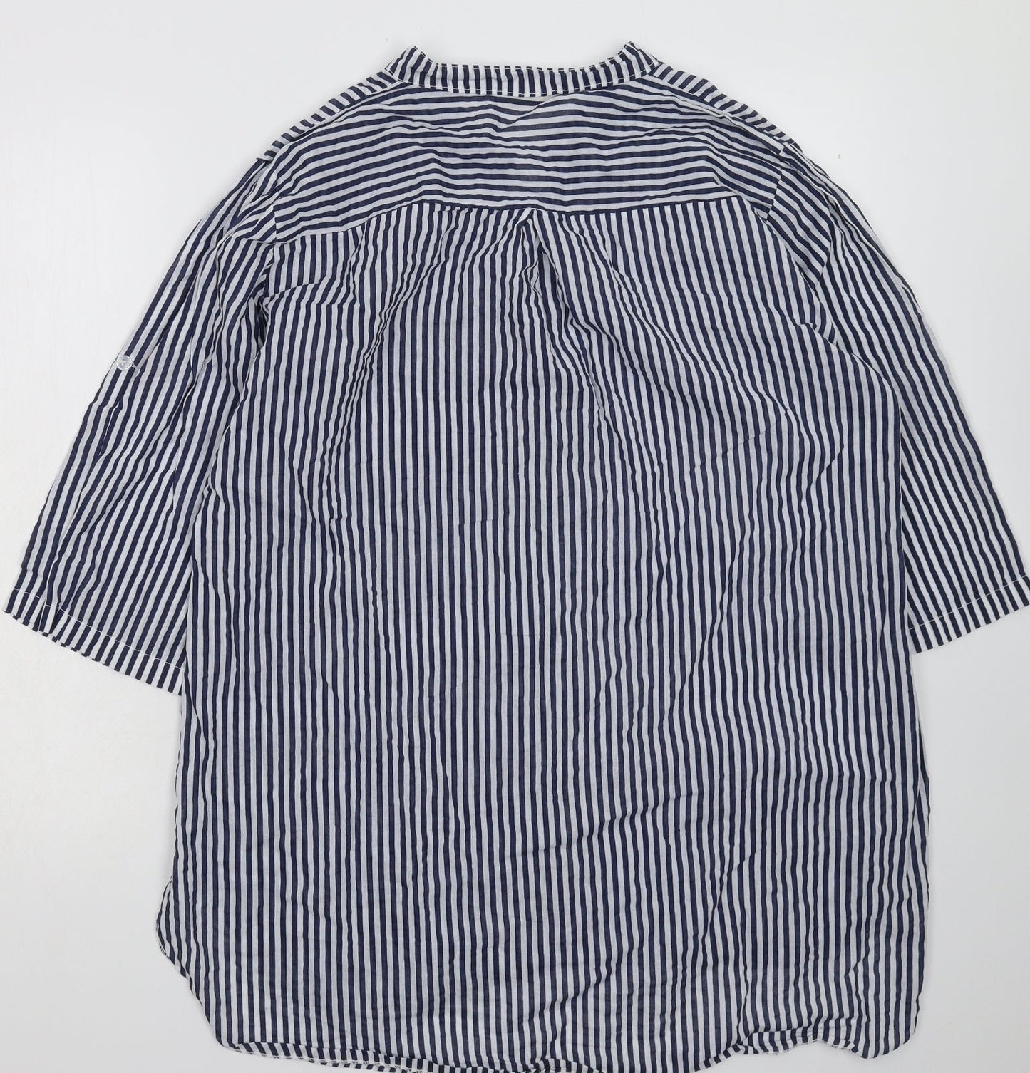 Lacon Bleu Womens Blue Striped  Basic Button-Up Size XL