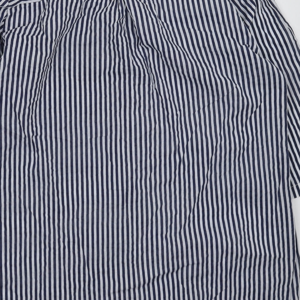 Lacon Bleu Womens Blue Striped  Basic Button-Up Size XL