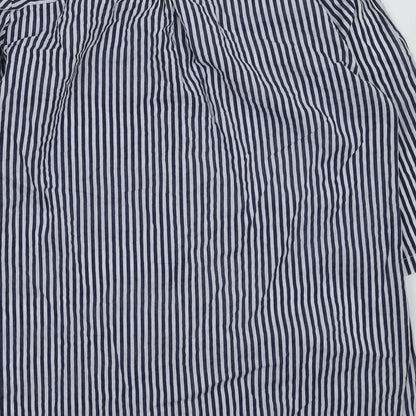 Lacon Bleu Womens Blue Striped  Basic Button-Up Size XL
