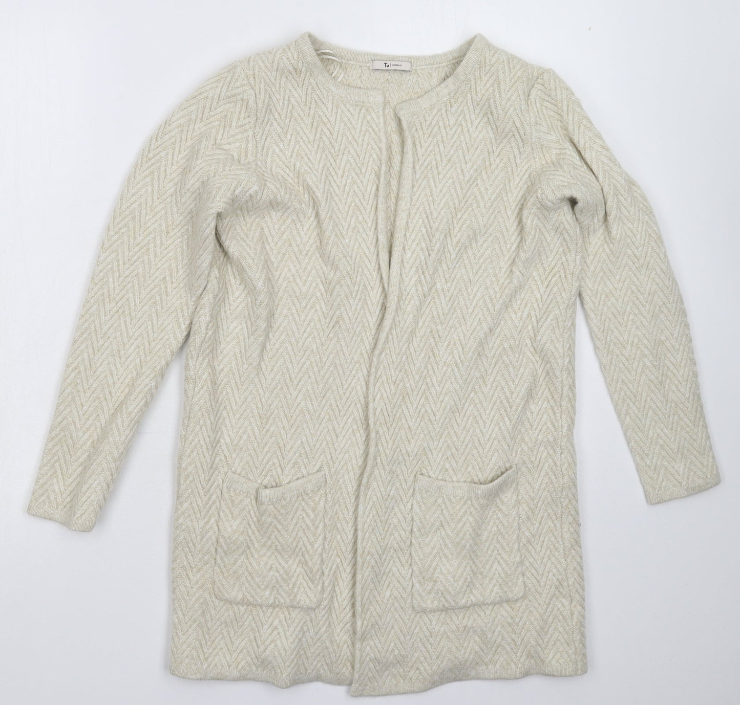 TU Womens Beige  Knit Cardigan Jumper Size M